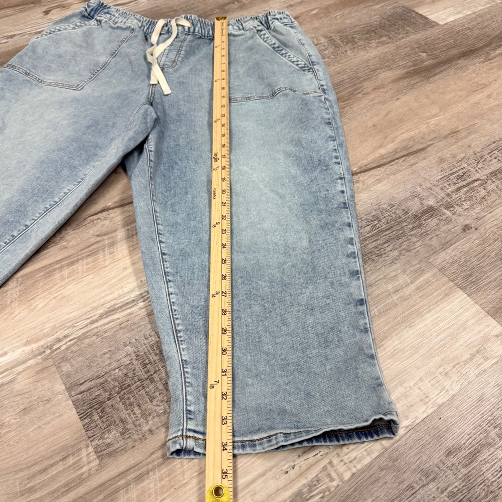 Lane Bryant Womens Light Wash Denim wide leg Cropped Drawstring Jeans Size 18 - Picture 5 of 7